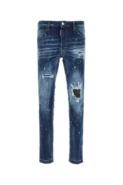 Dsquared2 Distressed Slim-cut Jeans In Blue