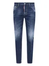 Dsquared2 Straight Leg Stretch Denim Jeans With Vintage Finish In Blue