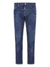 Dsquared2 Blue Jeans With Belt Loops And Logo Patch On The Rear In Denim Stretch Man In Blue