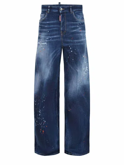 Dsquared2 Logo-patch Distressed Jeans In Blue