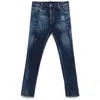 Dsquared2 Slim Fit Distressed Blue Denim Jeans With Paint Splatters In Blue