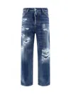 Dsquared2 Straight Leg Cotton Jeans With Distressed Styling In 470