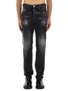 Dsquared2 Faded Black Straight Jeans With Ripped Detailing