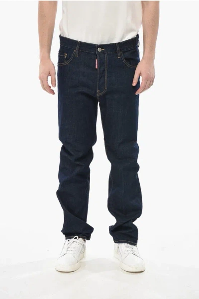 Dsquared2 Jeans 642 Straight-leg With Leather Patch 21cm In Blue