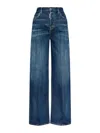 Dsquared2 Wide Leg High Waist Jeans In Azul Oscuro
