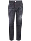 Dsquared2 Cool Gut Black Jeans With Belt Loops And Faded Effect In Denim Man In Black