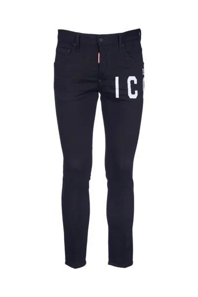 Dsquared2 Denim Trousers With Pockets And Loops In Black
