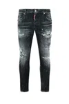 Dsquared2 Cool Gut Black Jeans With Belt Loops And Faded Effect In Denim Man In Black
