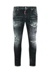 Dsquared2 Cool Gut Black Jeans With Belt Loops And Faded Effect In Denim Man In Black