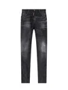 Dsquared2 Easy Black Wash Tidy Biker Black Stretch Cotton Denim Jeans In Black