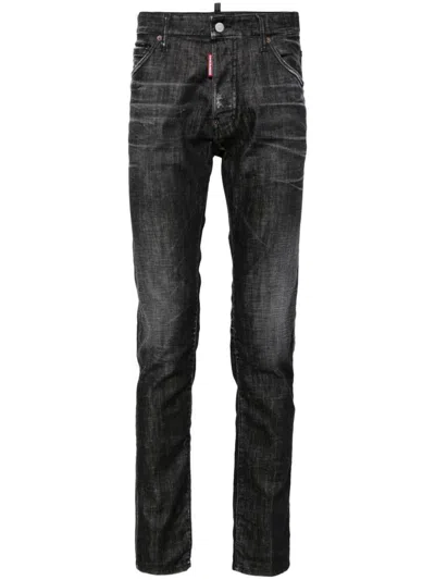 Dsquared2 Distressed Straight-leg Jeans In Black