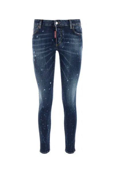 Dsquared2 Distressed Trimmings Textured Denim Pants In Blue