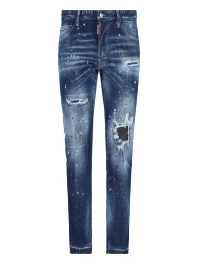 Dsquared2 Super Twinky Stretch Cotton Denim Jeans In Navy