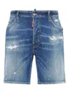 Dsquared2 Blue Shorts With Applied Logo On The Back And Lived Effect In Blue