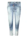 Dsquared2 Distressed Effect Cropped Skinny Jeans In Blue