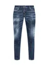 Dsquared2 Distressed Slim Fit Jeans With Mid-rise Waist In Blue