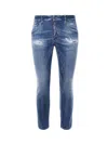 Dsquared2 Cotton Blend Distressed Effect Tapered Leg Trousers In Blue