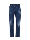 Dsquared2 Blue Five-pocket Jeans With Faded Effect And Logo Patch On The Back In Blue