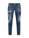 Dsquared2 Distressed Slim Fit Jeans With Mid-rise Waist In Blue