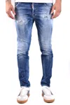 Dsquared2 Distressed Blue Slim Fit Jeans With Classic Five-pocket Design In Blue