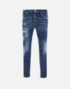 Dsquared2 Cool Gut Blue Jeans With Belt Loops And All-over Painted Details In Denim Man In Blue