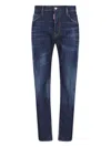 Dsquared2 Blue Jeans With Belt Loops And Logo Patch On The Rear In Denim Man In Blue