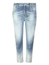 Dsquared2 Distressed Effect Cropped Skinny Jeans In Blue