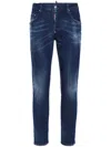Dsquared2 Navy Blue Slim Cut Jeans With Whiskering Effect In Blue