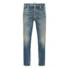 Dsquared2 Blue Jeans With Logo Patch On The Rear And Distressed Effect In Denim Man In Blue