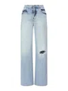 Dsquared2 Wide-leg Distressed Jeans Belt Loops In Blue