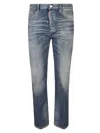 Dsquared2 Faded Blue Distressed Jeans With Five-pocket Design In Blue