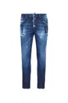 Dsquared2 Distressed Blue Denim Jeans With Concealed Fly In Blue