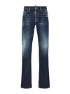 Dsquared2 The American Blue Jeans With Logo Patch On The Rear And Faded Effect In Denim Man In Blue