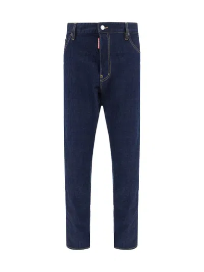 Dsquared2 Crystal-embellished Straight-leg Jeans In Blue