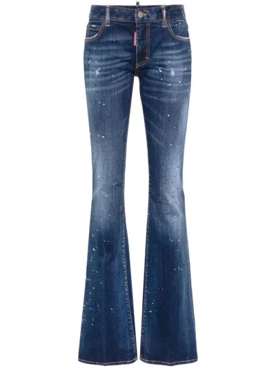 Dsquared2 Twiggy Mid-rise Flared Jeans In Navy