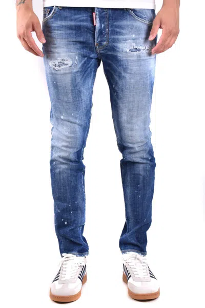 Dsquared2 Distressed Straight-leg Jeans In Blue