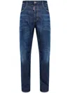 Dsquared2 Straight Leg Stretch Denim Jeans With Vintage Finish In Blue