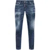 Dsquared2 Distressed Slim Fit Jeans With Mid-rise Waist In Blue