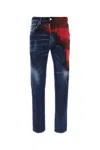 Dsquared2 Checked-panel Denim Jeans In Blue/red