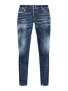 Dsquared2 Distressed Slim Fit Jeans With Mid-rise Waist In Blue