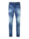 Dsquared2 Navy Blue Cotton Jeans With Worn Effect 5 Pockets In Lavado Claro