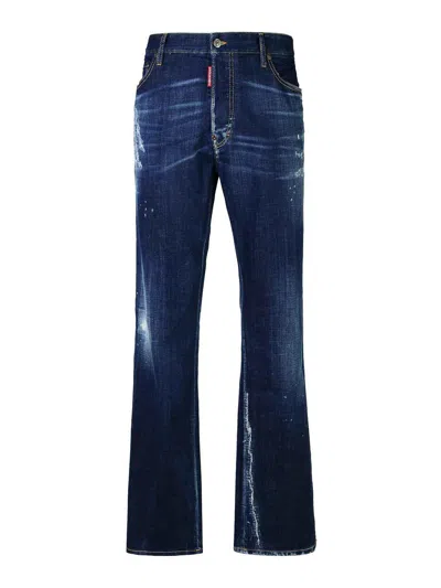 DSQUARED2 ROADIE BLUE COTTON DENIM JEANS