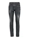 Dsquared2 Cool Gut Black Jeans With Belt Loops And Faded Effect In Denim Man In Black