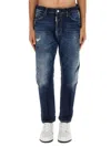 Dsquared2 Iconic Faded Stretch Cotton Jeans In Blue