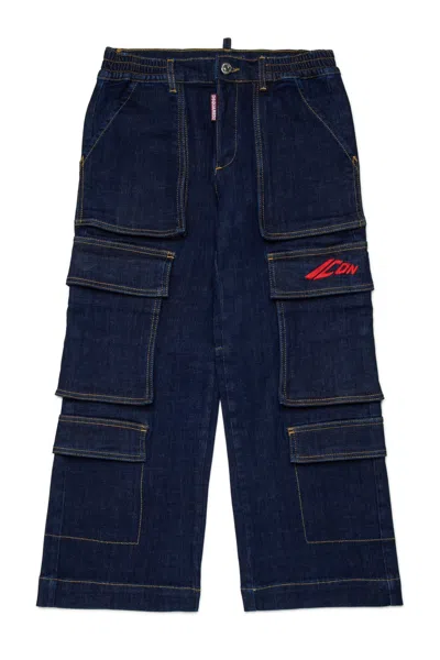 Dsquared2 Jeans Cargo Regular In Denim Blu Scuro