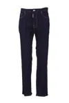 Dsquared2 Blue Jeans With Contrast Stitching And Logo Patch On The Back In Denim Man In Denim