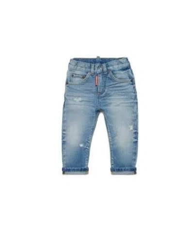 Dsquared2 Babies' Jeans Dritti Con Effetto Vissuto In Blue