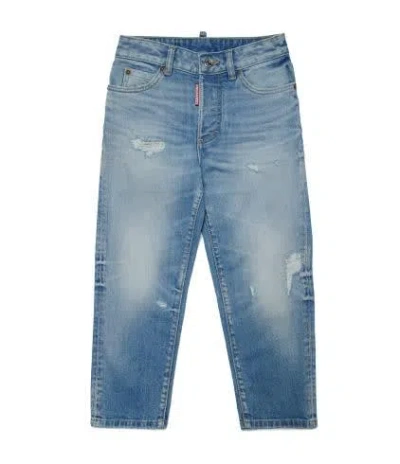 Dsquared2 Kids' Cotton Denim L.a Jeans In Blue