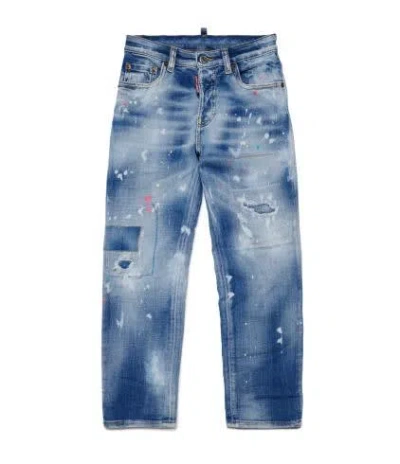 Dsquared2 Kids' Jeans Dritti Con Ricamo In Blue