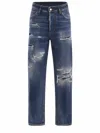 Dsquared2 Straight Leg Cotton Jeans With Distressed Styling
